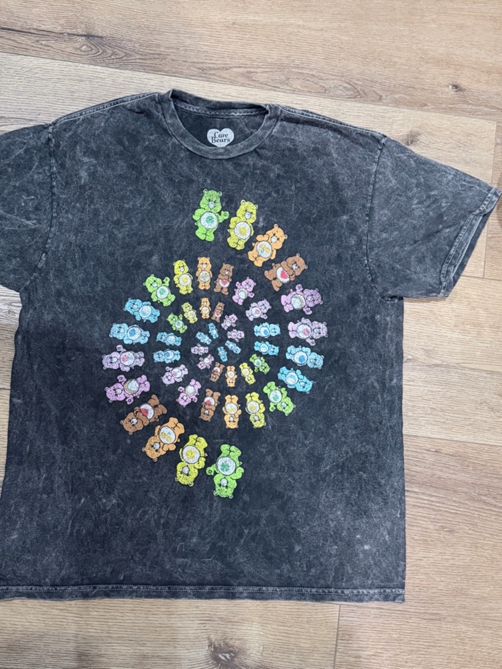 Care Bears men’s Black Tie-Dye Graphic Tee - Multicolor Spiral